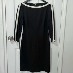 Ralph Lauren women’s  Black and Cream Long Sleeve Dress 16
